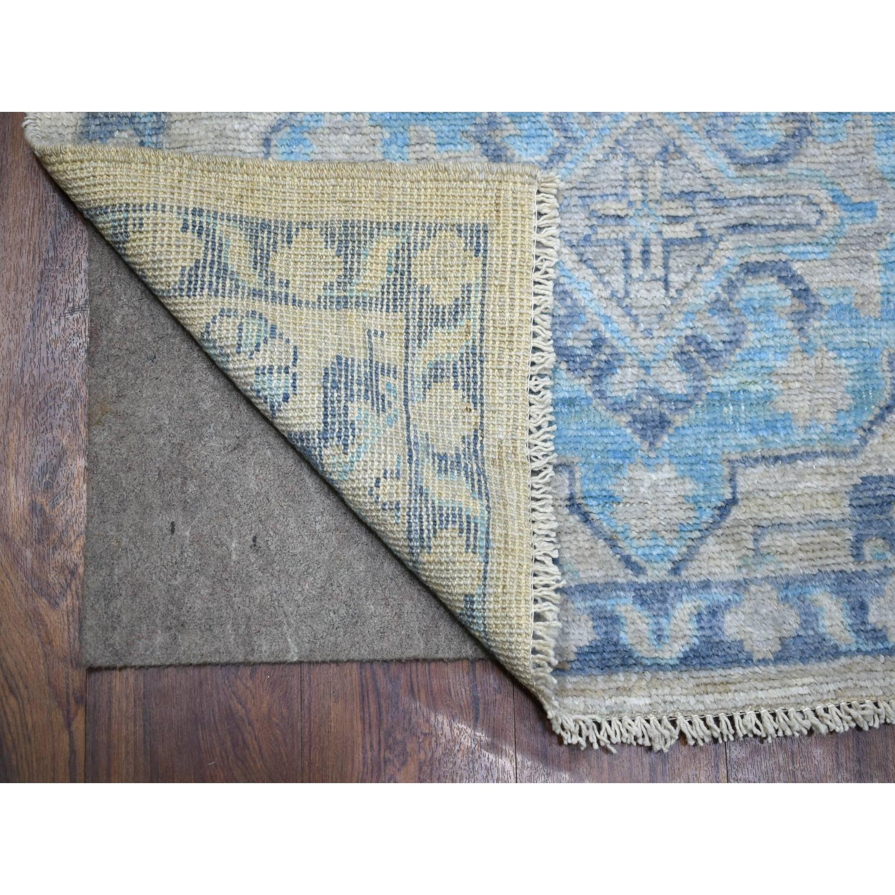4'x11'9" Gray Hand Woven, Anatolian Village Inspired with Geometric Medallion Design, Soft and Shiny Wool, Wide Runner Oriental Rug 