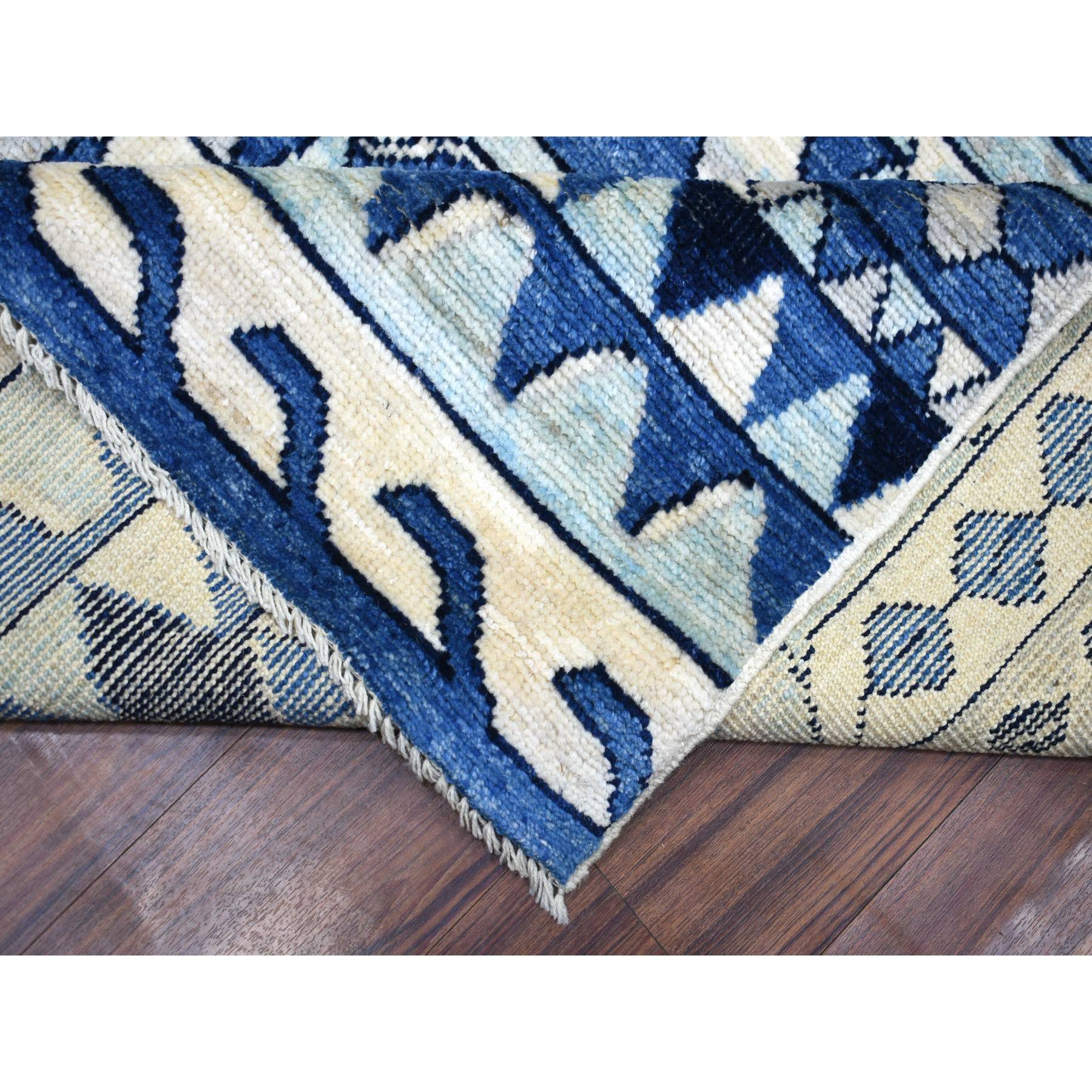 9'x12' Denim Blue, Anatolian Village Inspired Geometric Style Natural Dyes, Soft Wool Hand Woven, Oriental Rug 