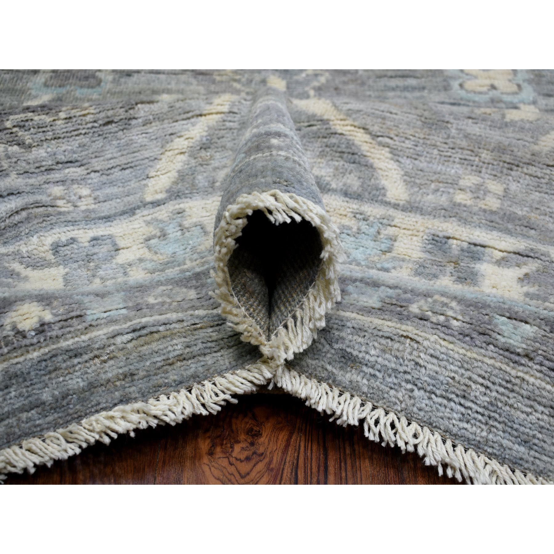 12'x15'2" Charcoal Gray, Hand Woven Afghan Angora Oushak, Natural Dyes Soft and Supple Wool, Oversized Oriental Rug 