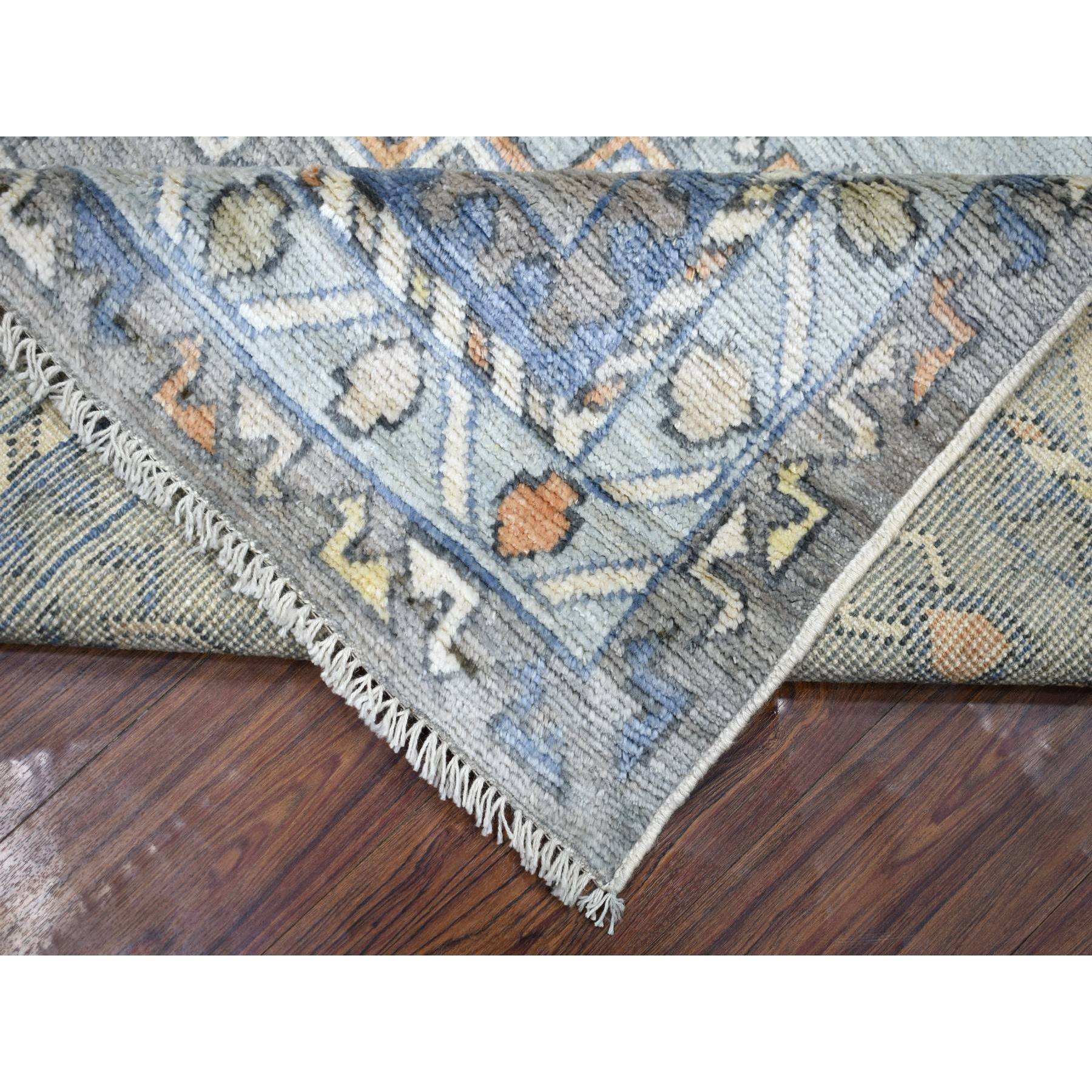 8'x9'10" Light Gray, Anatolian Village Inspired Geometric Design Natural Dyes, Natural Wool Hand Woven, Oriental Rug 