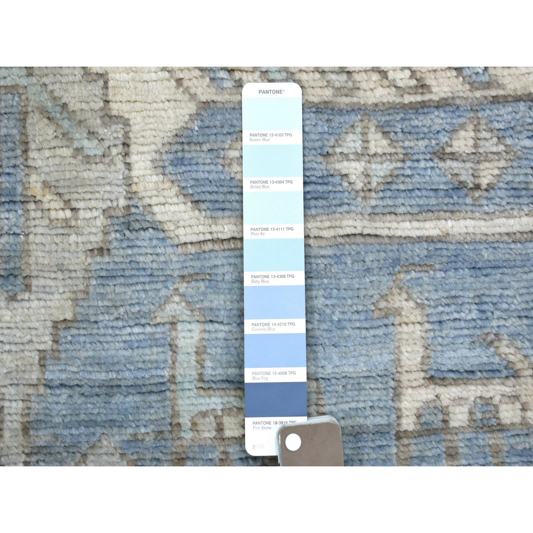 3'10"x8'8" Light Blue, Hand Woven Anatolian Village Inspired Geometric Medallion Design with Animal Figurines, Natural Dyes Pure Wool, Wide Runner Oriental Rug 