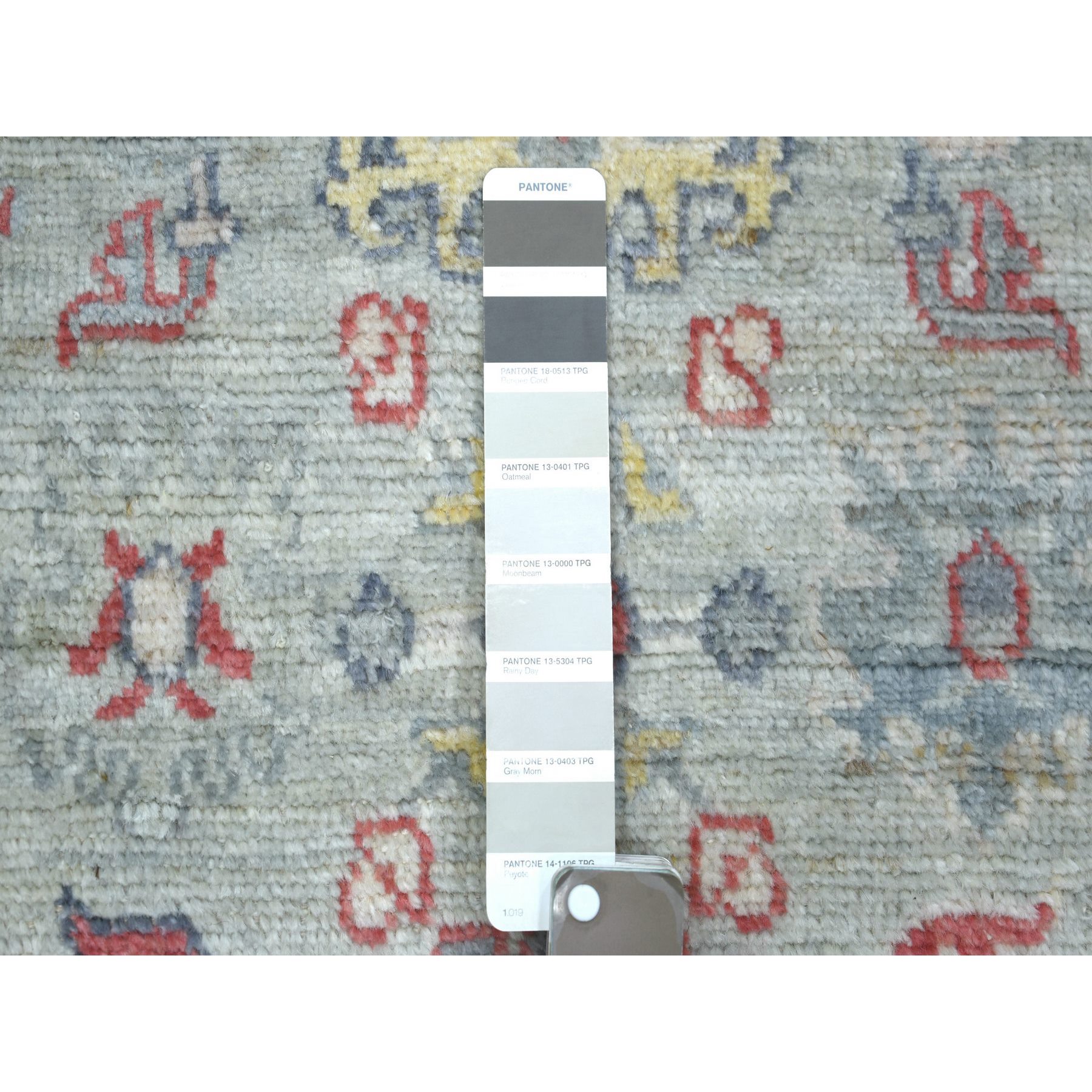 2'7"x9'5" Light Gray All Over Design Angora Oushak Natural Dyes, Afghan Wool Hand Woven Runner Oriental Rug 