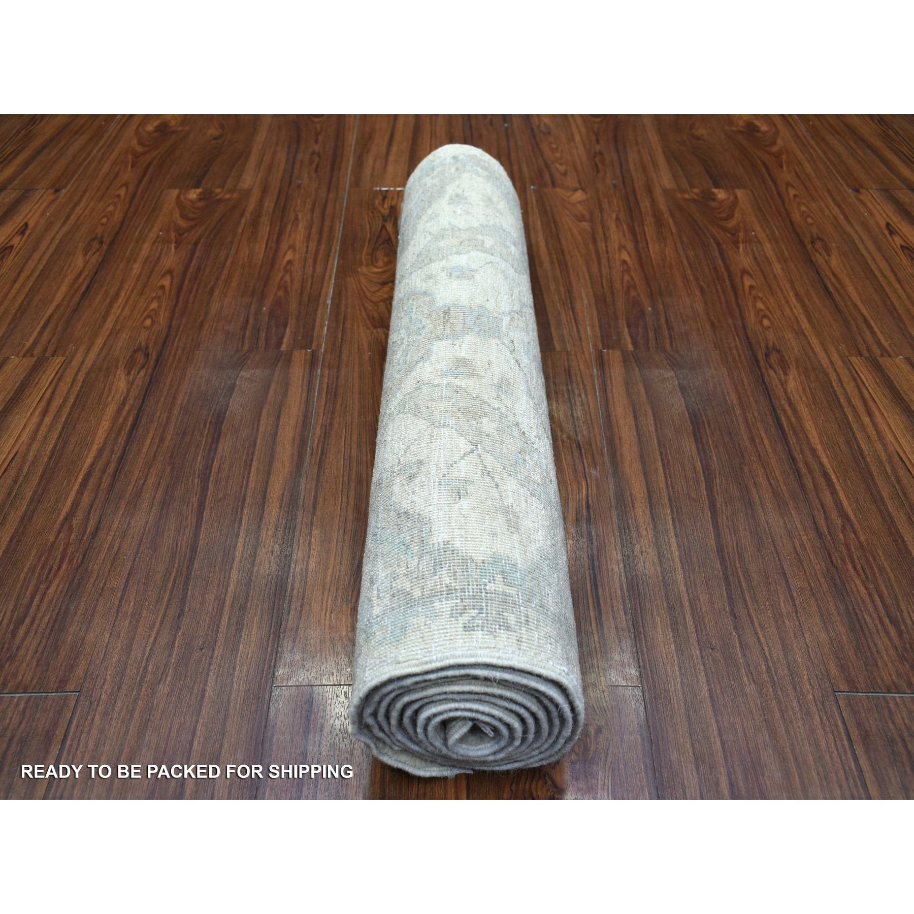 2'6"x7'6" Ivory White Wash Peshawar, Pure Wool Natural Dyes Hand Woven, Runner Oriental Rug 
