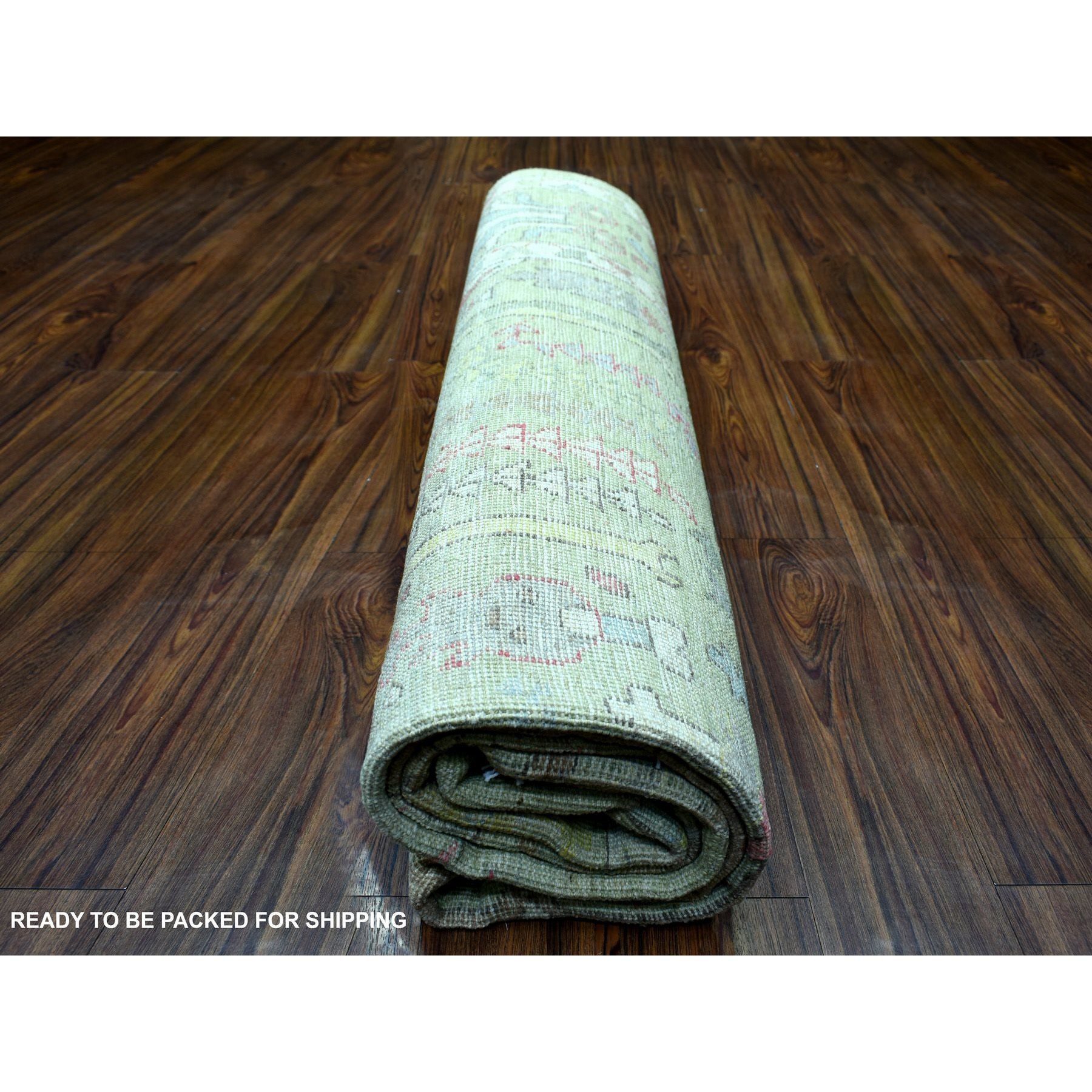 8'x10' Green Angora Oushak With Colorful Leaf Design Natural Dyes, Afghan Wool Hand Woven Oriental Rug 