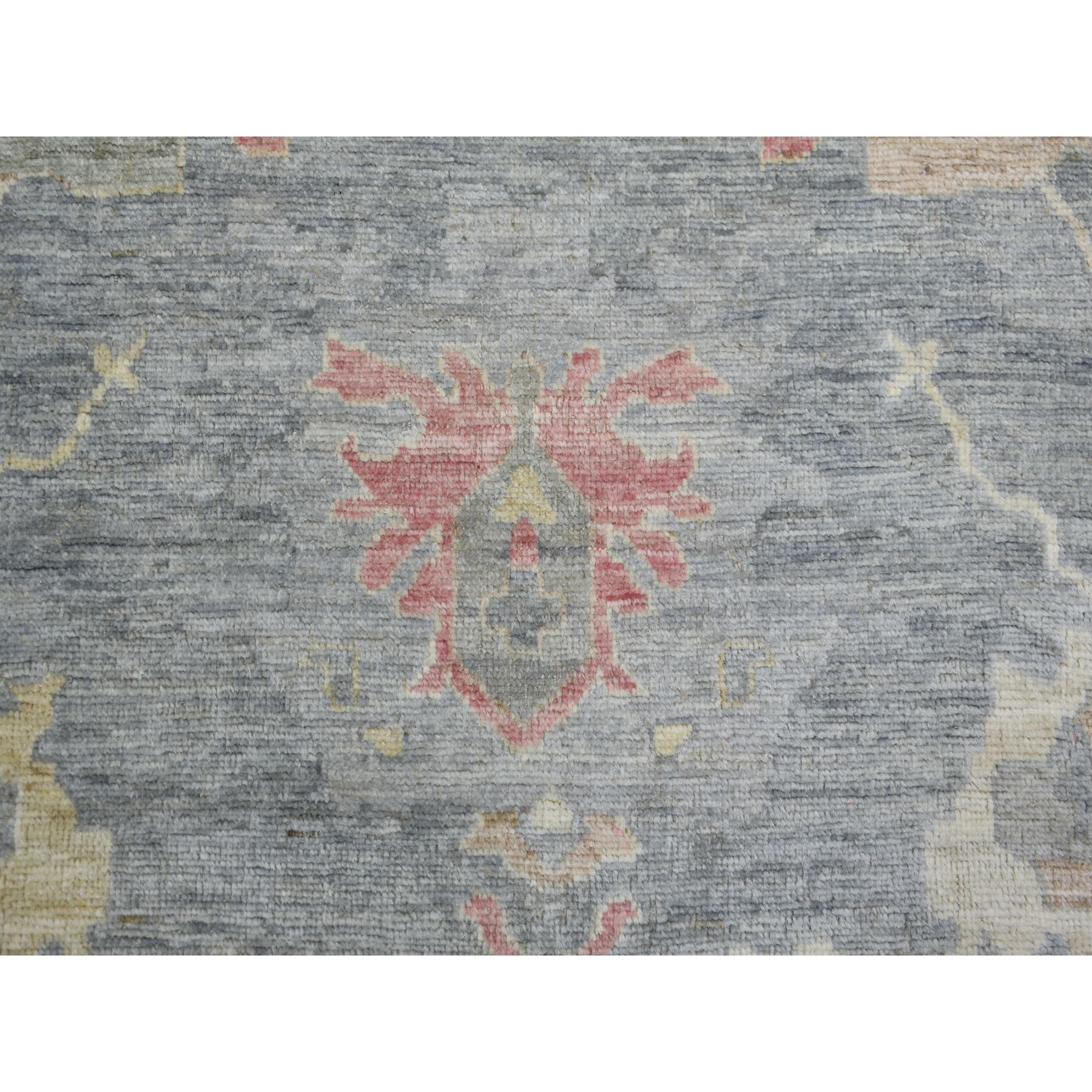 8'x9'8" Gray Angora Oushak Soft Colors With Leaf Design Natural Dyes, Afghan Wool Hand Woven Oriental Rug 