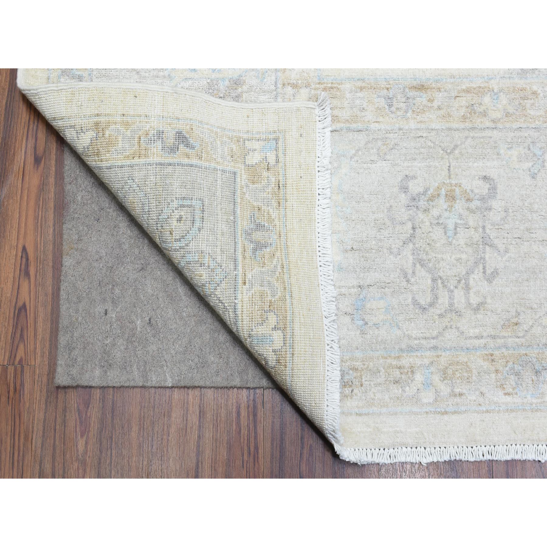 8'10"x11'7" Ivory, All Over Peshawar Antique Mahal Design Natural Dyes, Soft and Shiny Wool Hand Woven, Oriental Rug 