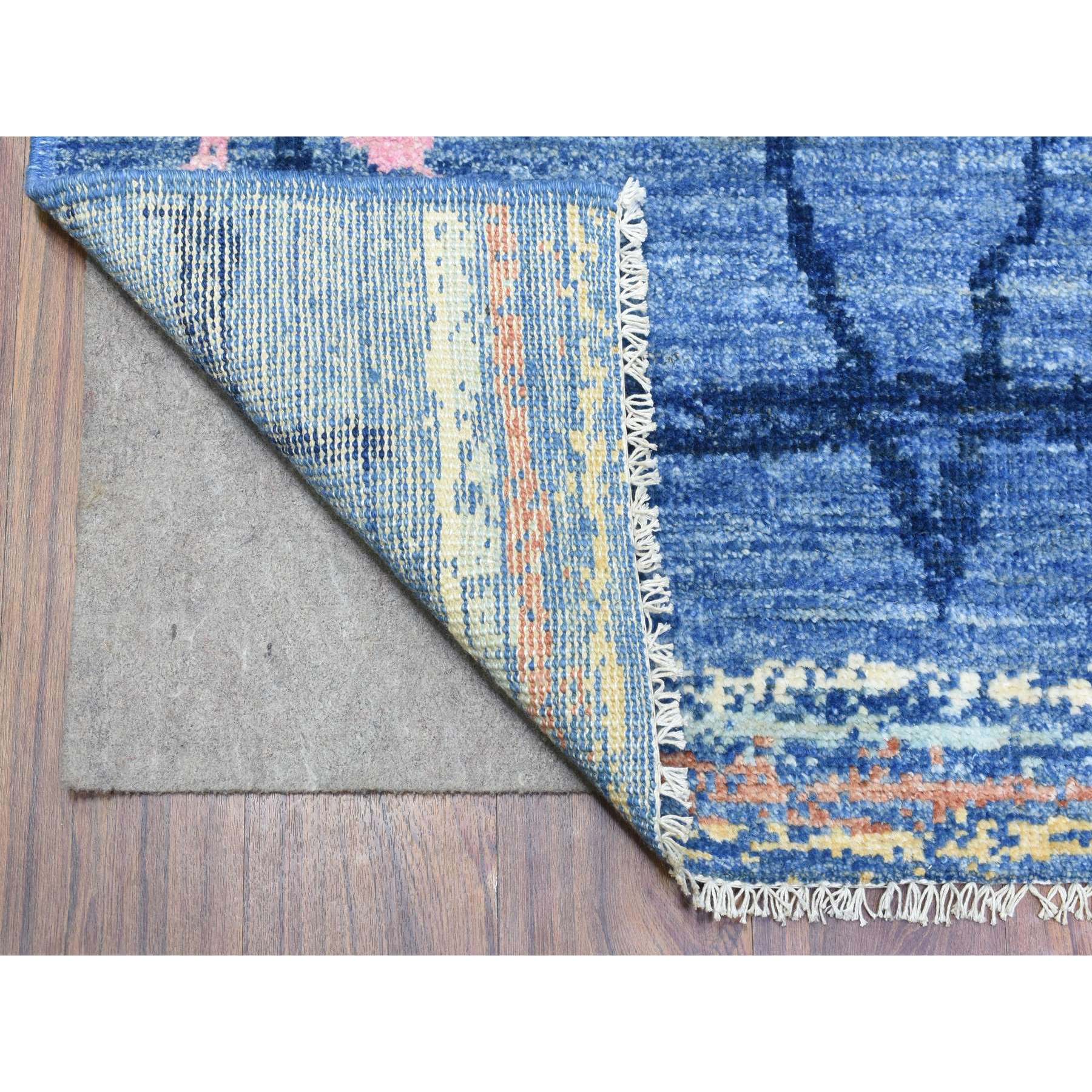6'3"x8'10" Denim Blue, Hand Woven Boujaad Moroccan Berber Design with Criss Cross Pattern, Natural Dyes Organic Wool, Oriental Rug 
