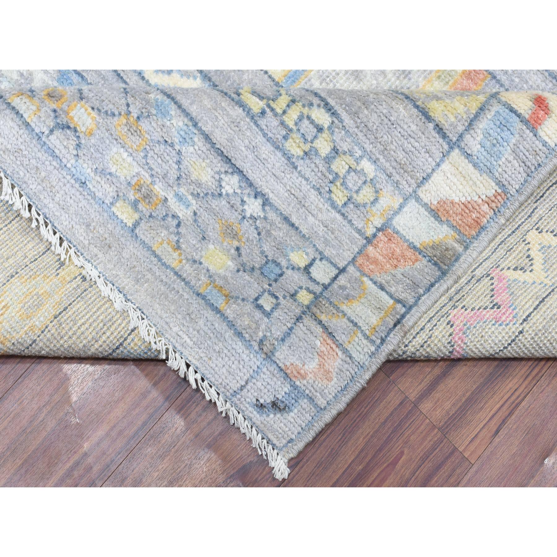 9'1"x11'8" Gray, Hand Woven Anatolian Village Inspired With Small Triangular Design, Natural Wool, Runner Oriental Rug 