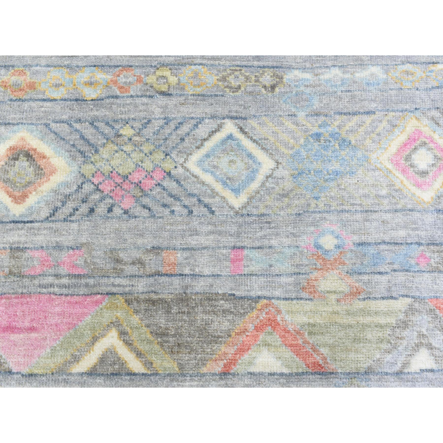 9'1"x11'8" Gray, Hand Woven Anatolian Village Inspired With Small Triangular Design, Natural Wool, Runner Oriental Rug 
