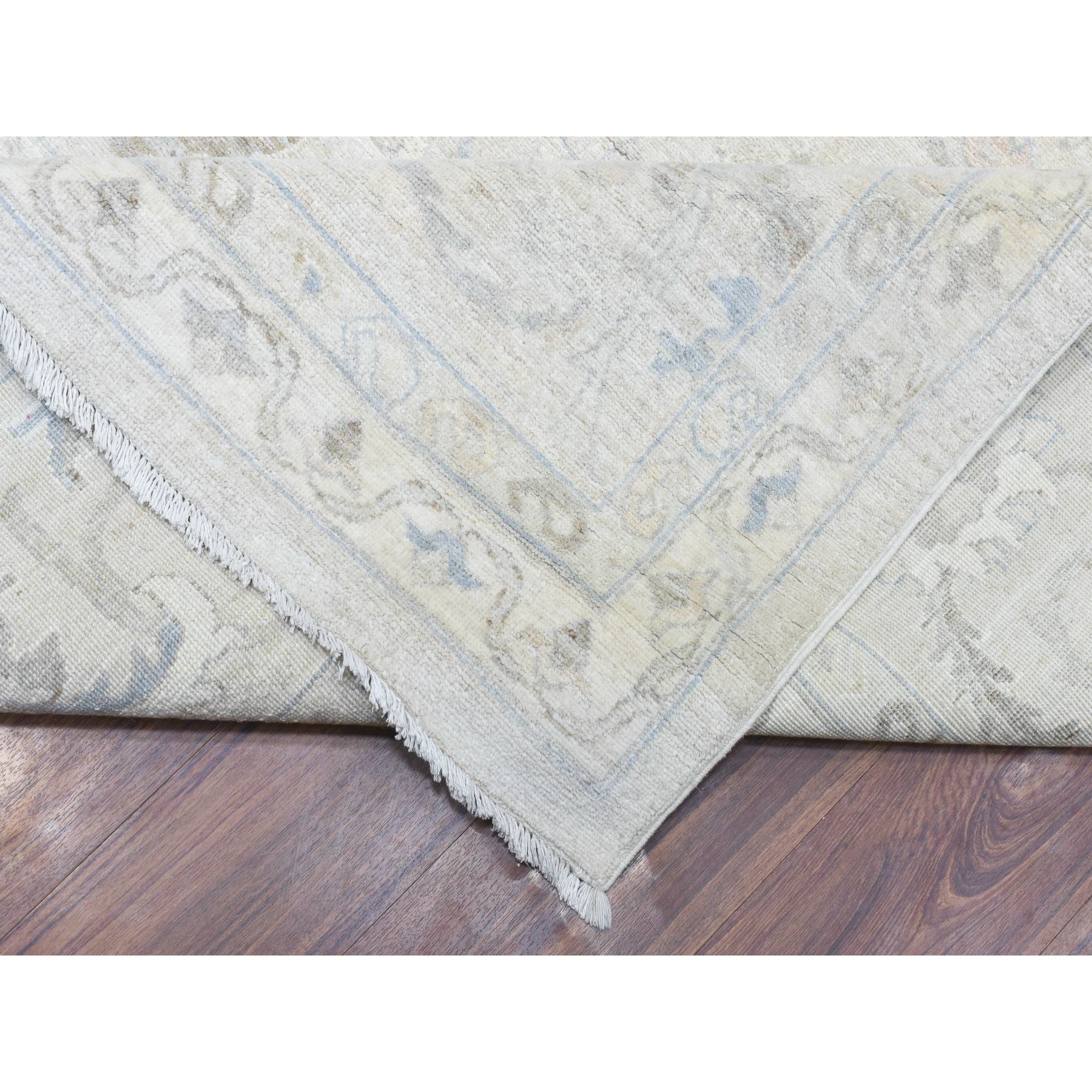 10'8"x14'6" Light Gray, White Wash Peshawar Natural Dyes, Soft and Shiny Wool Hand Woven, Oversized Oriental Rug 
