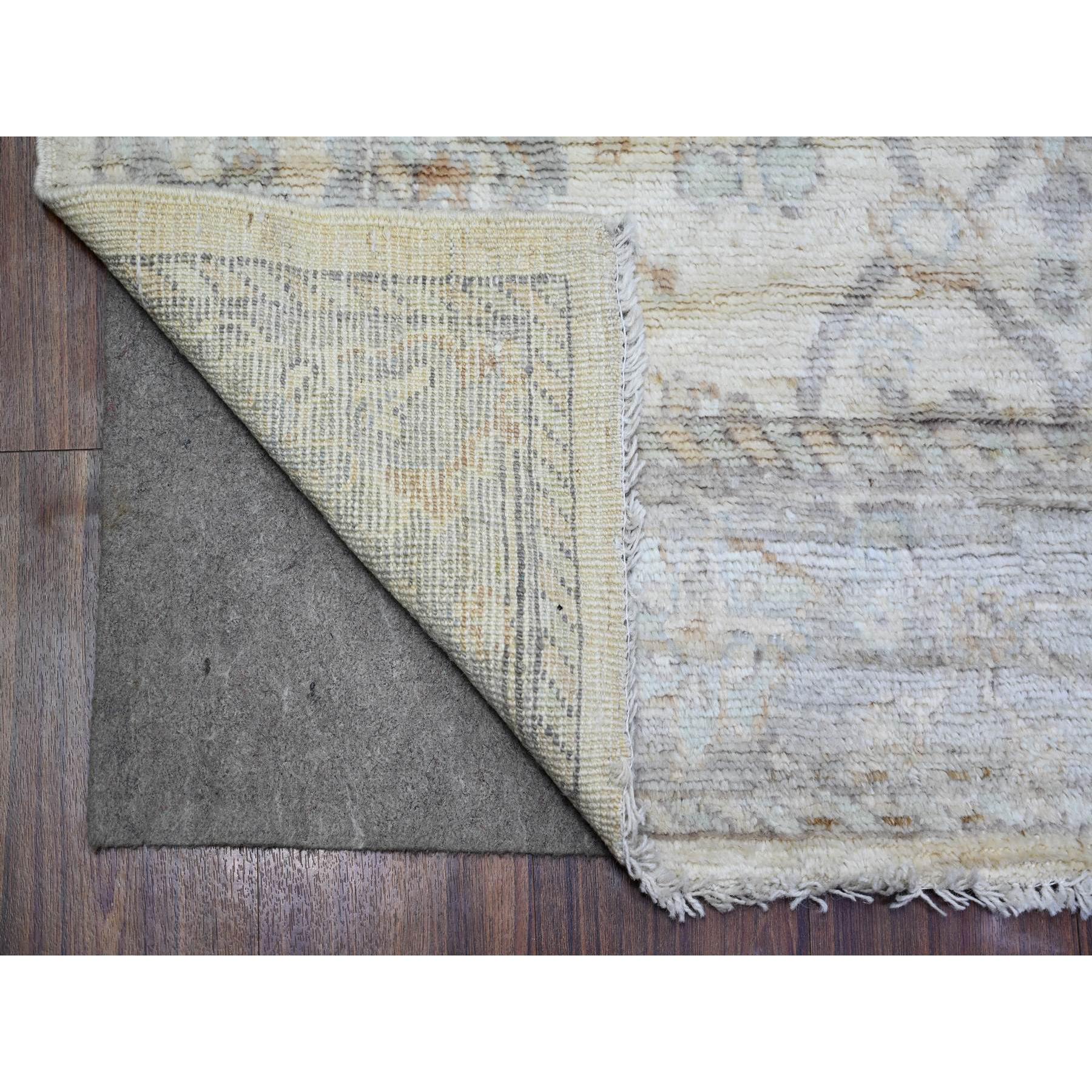 4'x6'1" Ivory, Hand Woven Afghan Angora Oushak with All Over Design, Vegetable Dyes Organic Wool, Oriental Rug 