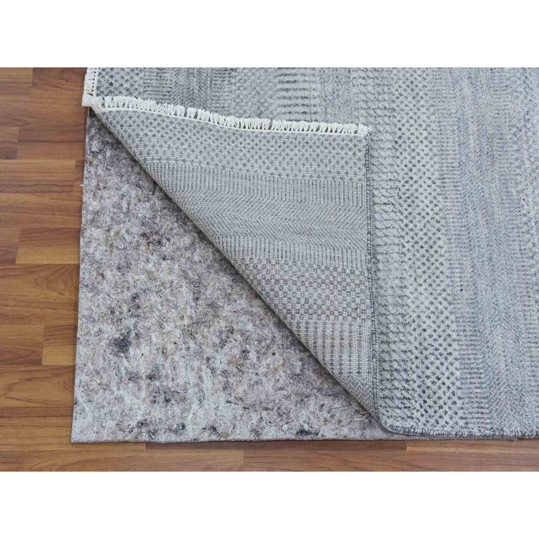 8'1"x10' Gray, Hand Woven, Modern Grass Design Gabbeh Densely Woven, Wool and Silk Oriental Rug 