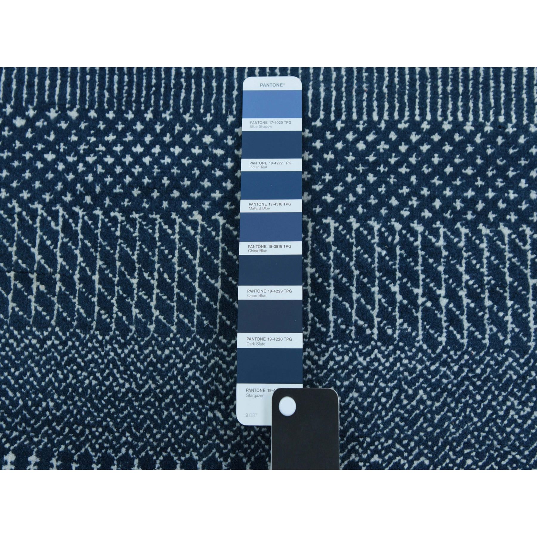 4'1"x6'1" Teal Blue, Densely Woven Wool and Silk Hand Woven, Modern Grass Design Gabbeh, Oriental Rug 