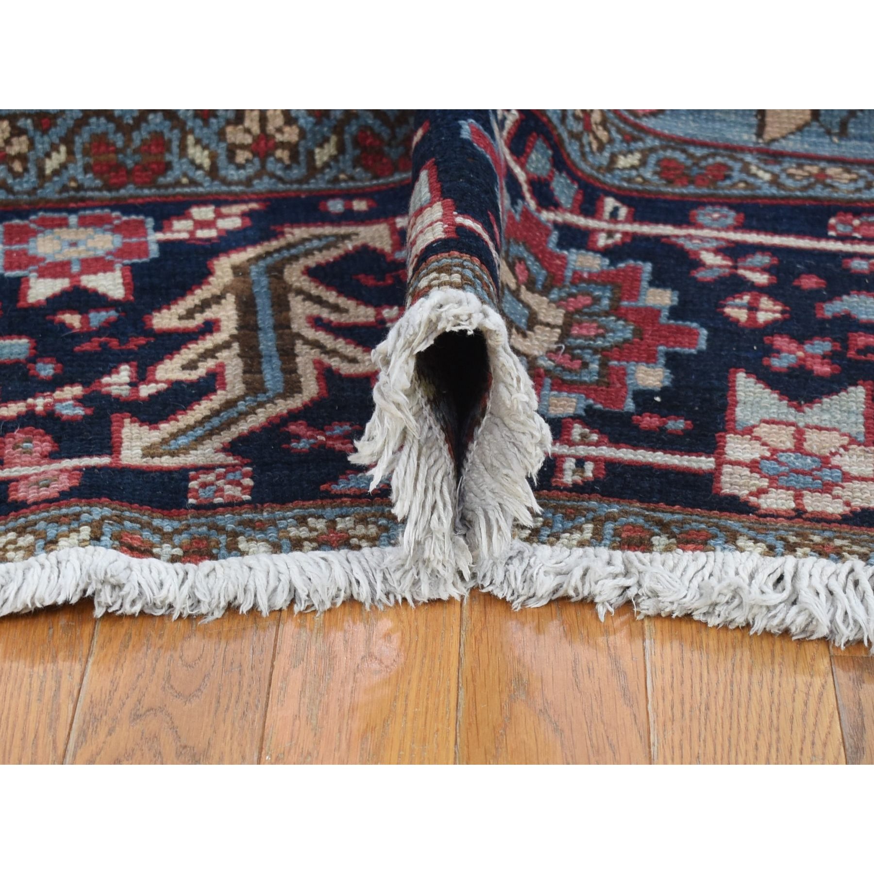10'x12'8" Tomato Red, Antique Persian Heriz, Full Pile Pure Wool Evenly Wear Mint Condition, Hand Woven Oriental Rug 