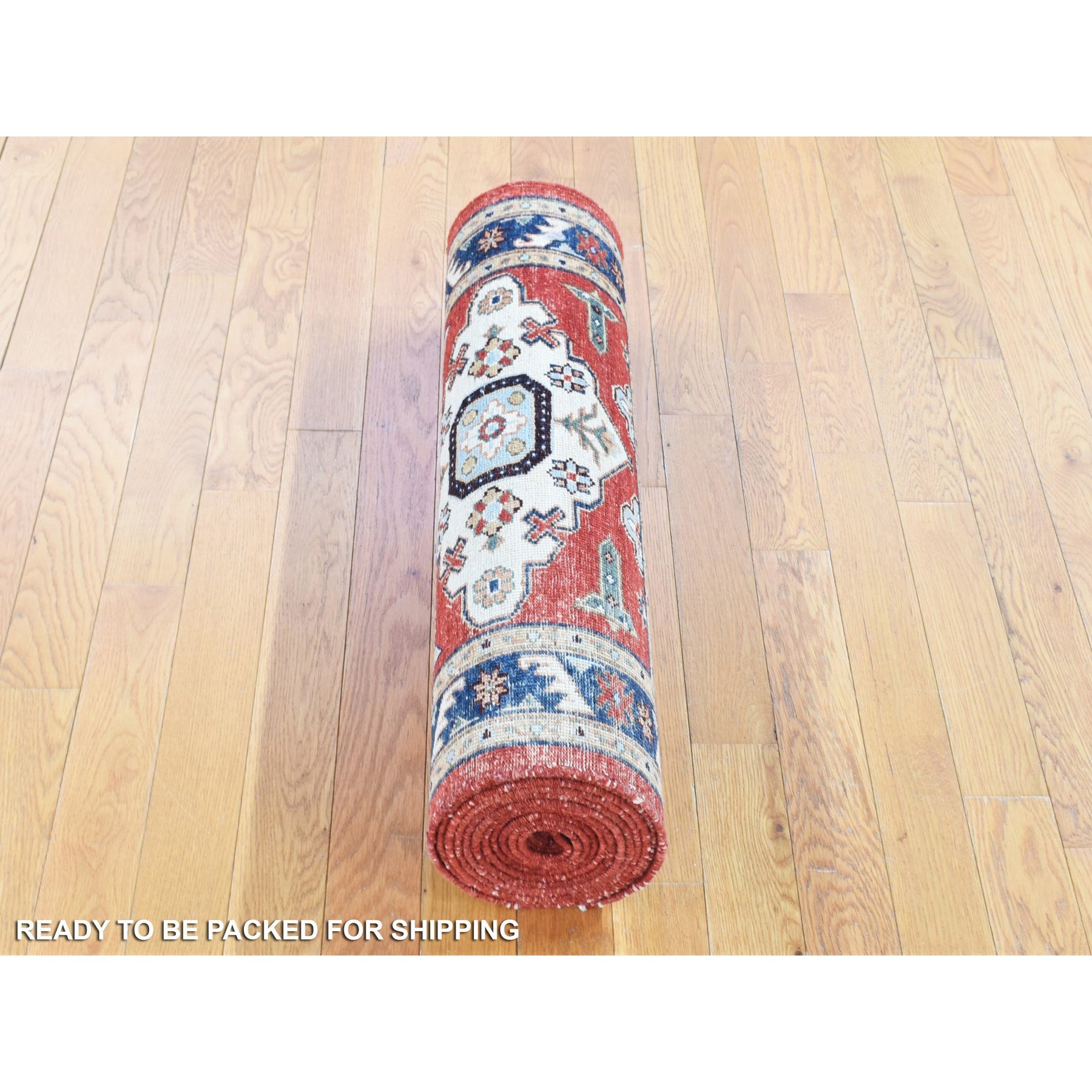 2'8"x13'9" Tomato Red, Peshawar with Northwest Persian Design, Vegetable Dyes Pure Wool Hand Woven, Runner Oriental Rug 
