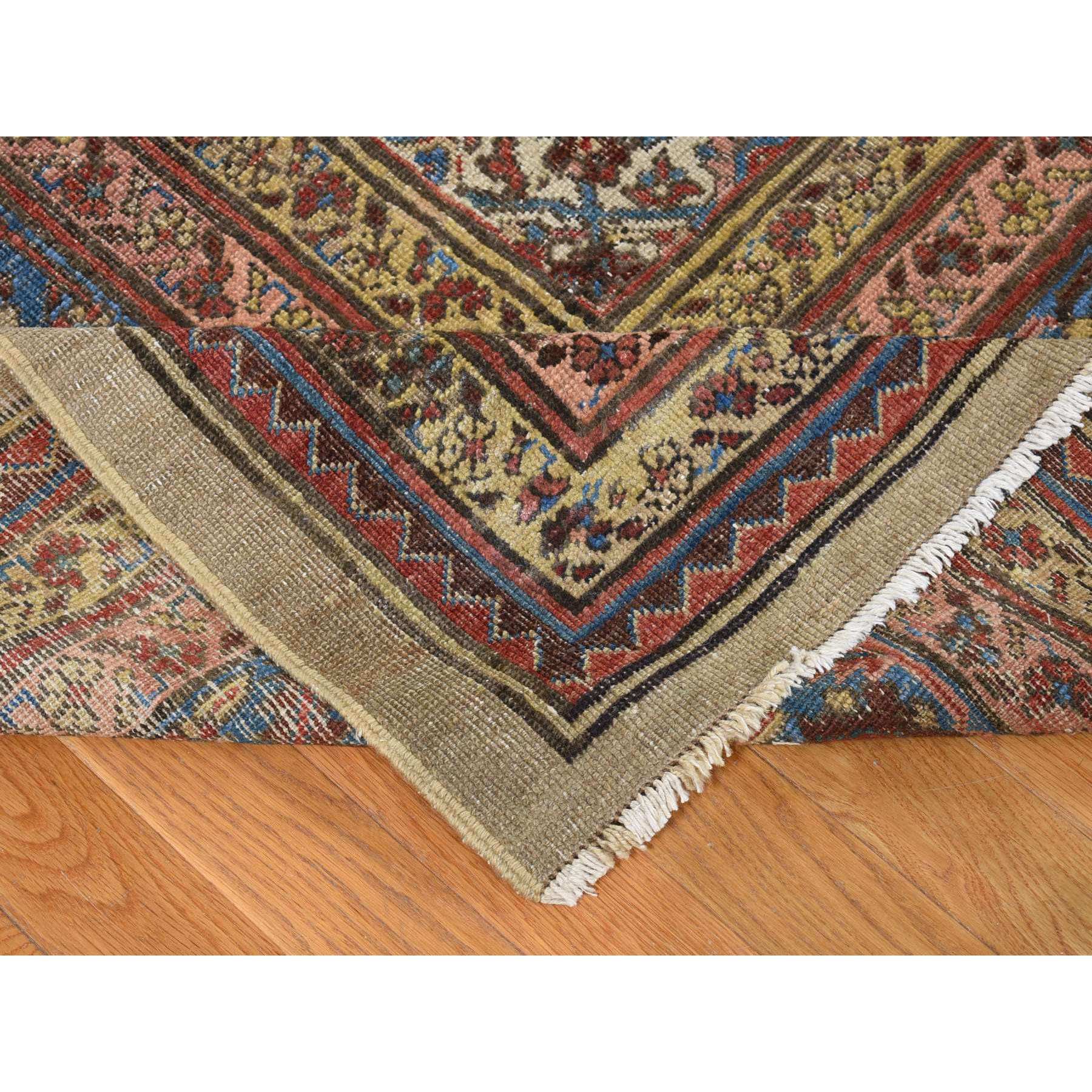 10'9"x15'9" Terracotta Red, Antique Persian Bakshaish Encored Medallion Design with Camel Hair, Hand Woven, Even Wear, Clean, Sides and Ends Professionally Secured, Oversized Oriental Rug 