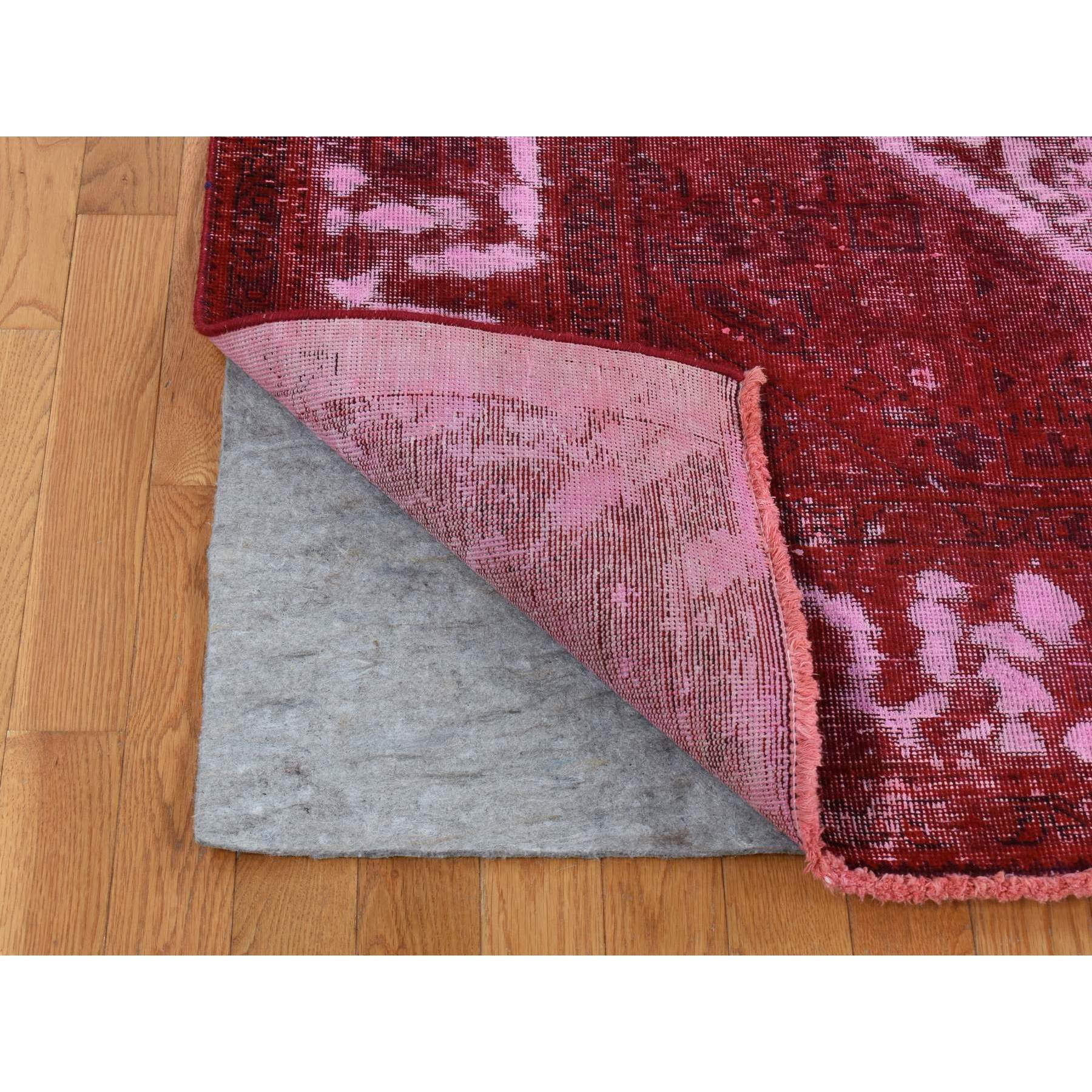 8'x11'2" Barn Red, Overdyed Vintage Persian Tabriz Barjasta, Hand Woven, Pure Wool, Oriental Rug 