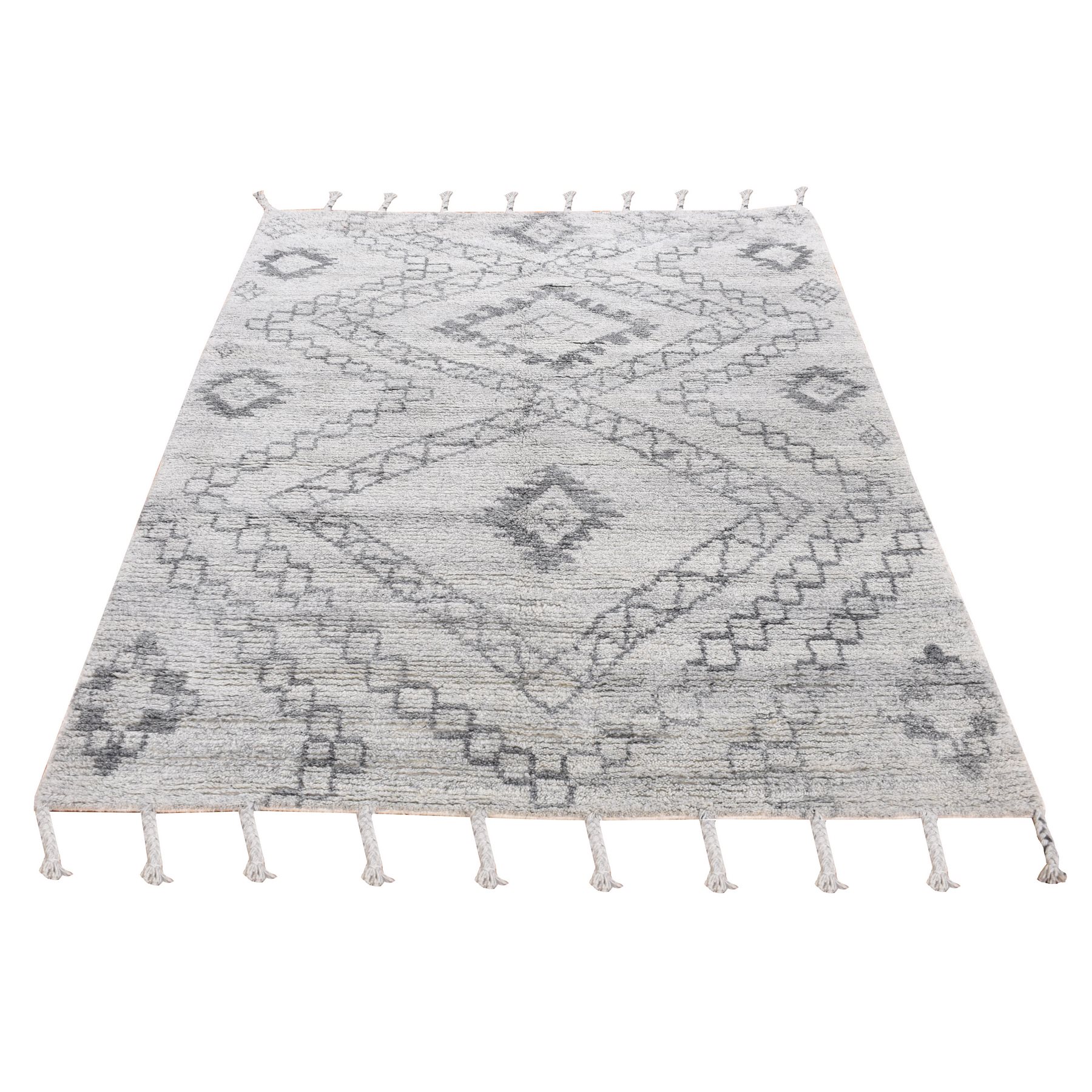 5'4"x7'6" Gainsboro Gray, Moroccan Berber, 100% Wool, Hand Woven, Oriental Rug 