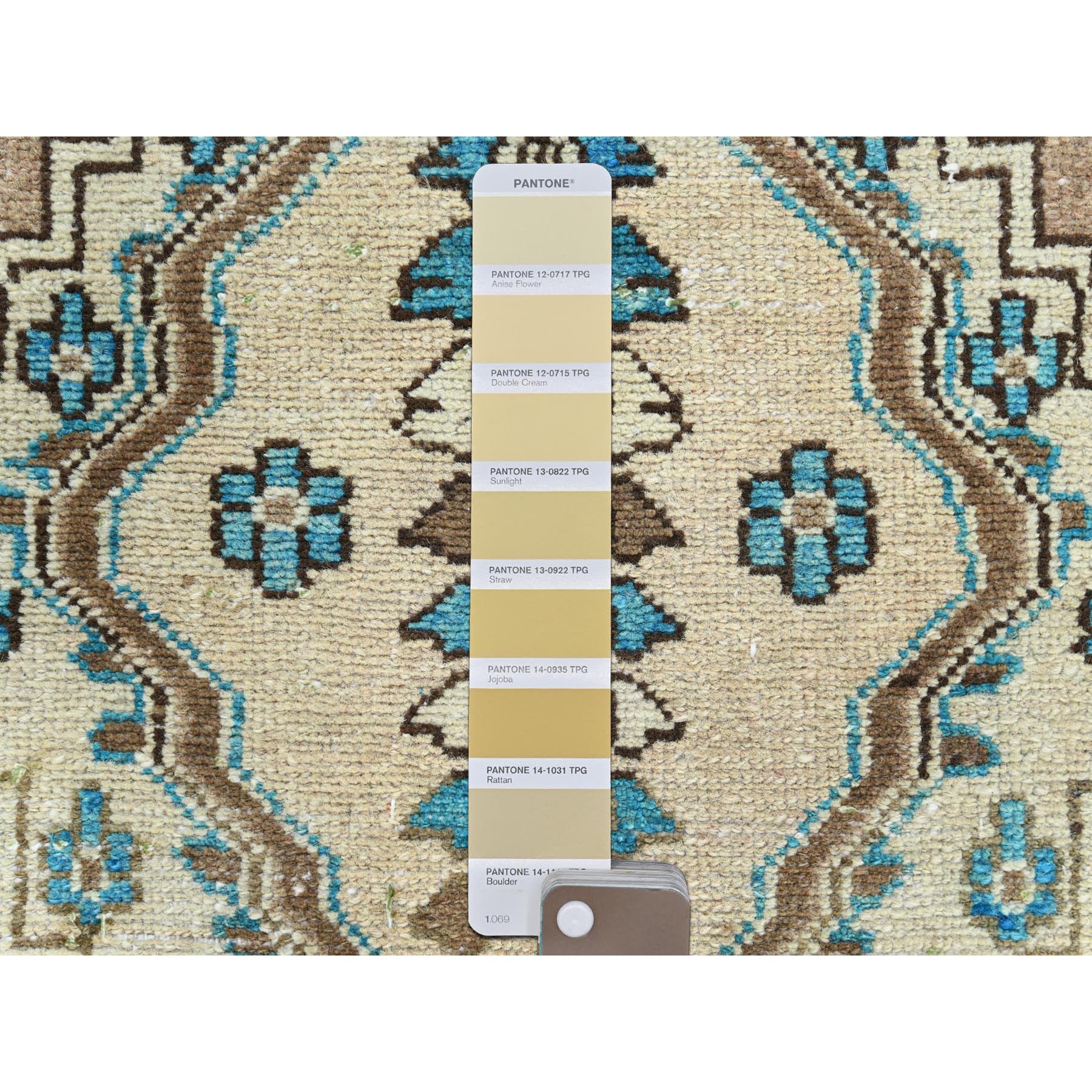 3'x9'4" Camel Hair Vintage Persian Hamadan with Unique Open Field Design, Sheared Low, Hand Woven Pure Wool, Distressed Wide Runner Oriental Rug 