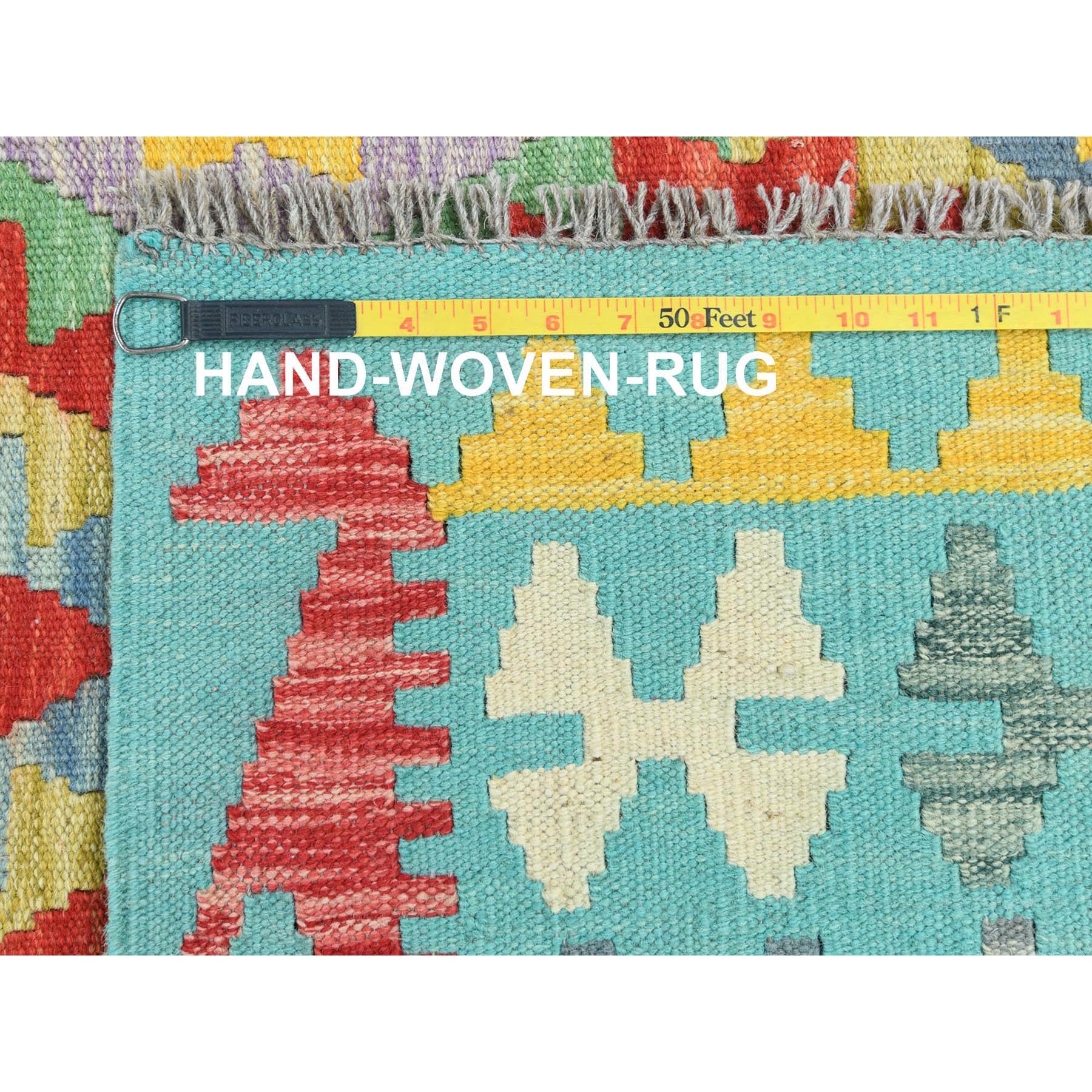 13'1"x16'2" Colorful, Shiny Wool Hand Woven, Afghan Kilim with Geometric Design Flat Weave Veggie Dyes, Reversible Oversized Oriental Rug 