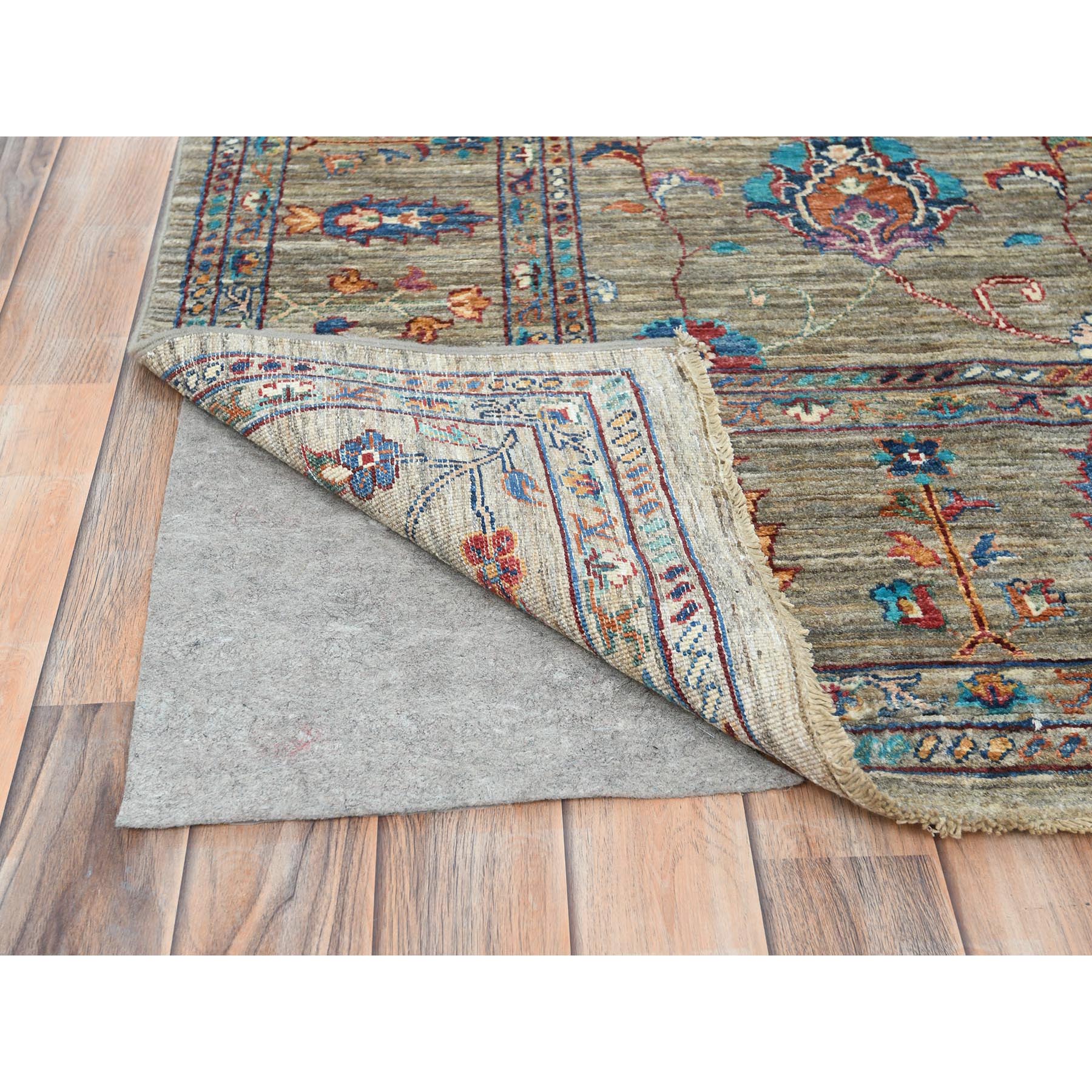 8'2"x9'10" Taupe, Hand Woven Fine Peshawar with Mahal Design, Natural Dyes Densely Woven, Soft Wool, Oriental Rug 