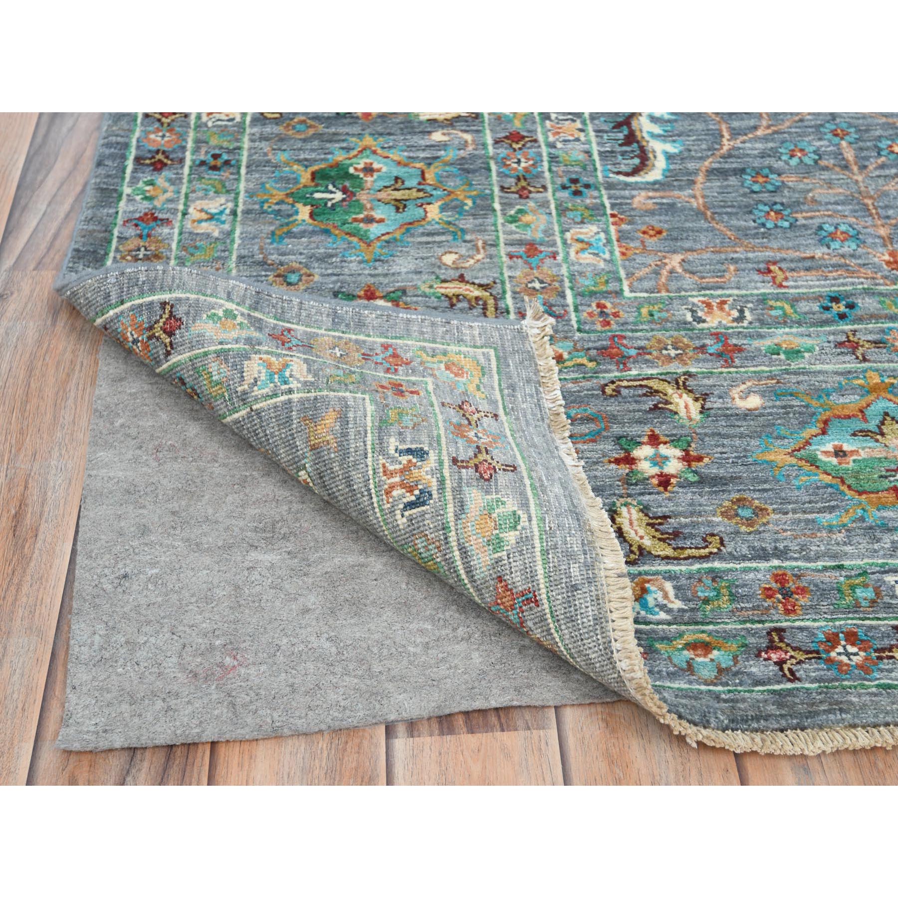 8'3"x11'4" Silver Blue, Dense Weave Pure Wool, Hand Woven Fine Peshawar with Mahal Design, Natural Dyes, Oriental Rug 