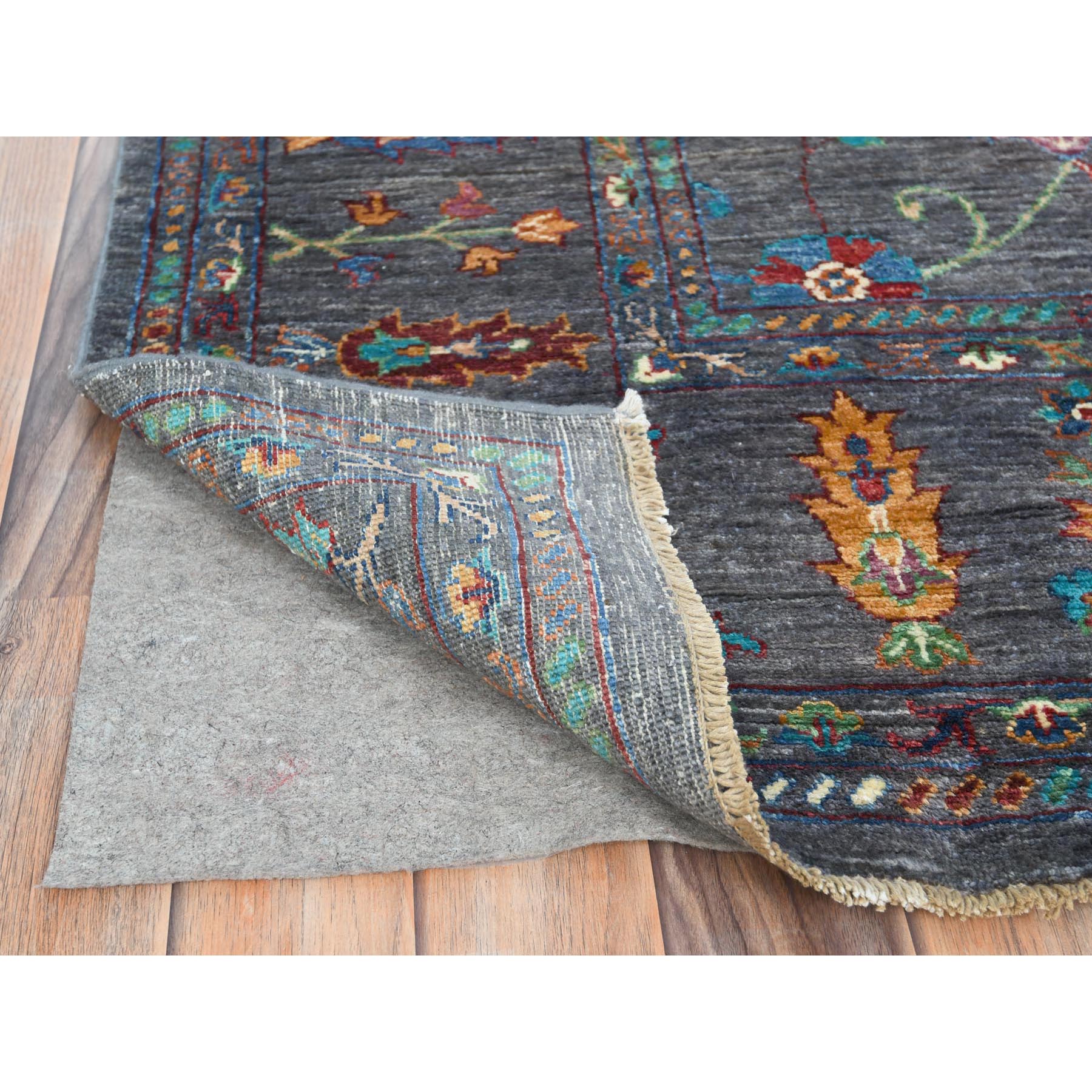 8'2"x10' Blueish Gray, Fine Peshawar with Mahal Design, Natural Dyes Densely Woven, Soft Wool Hand Woven, Oriental Rug 