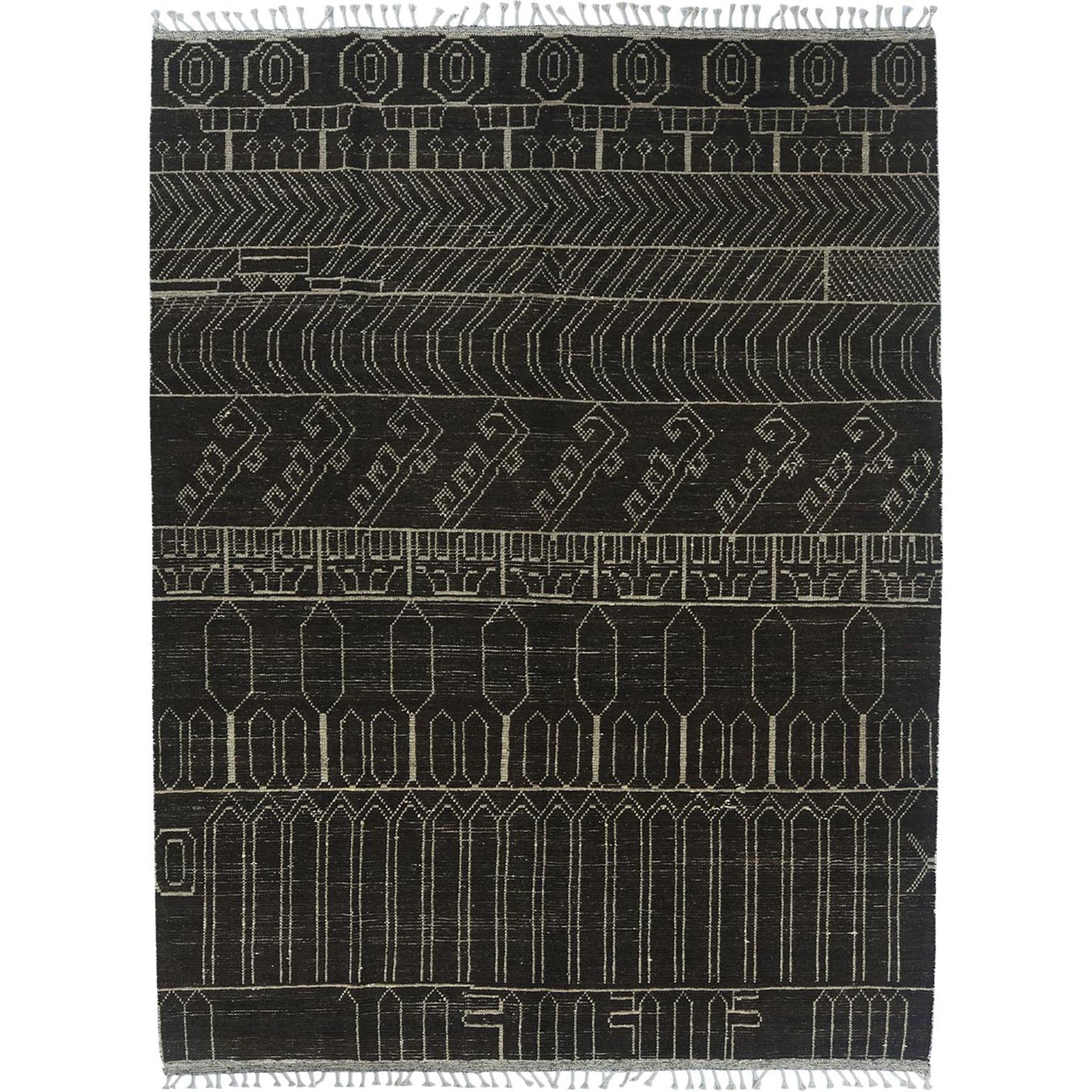 9'2"x12'2" Dark Chocolate Brown, Ben Ourain Moroccan Berber Influence Design, Natural Dyes, Extra Soft Wool, Hand Woven Oriental Rug 