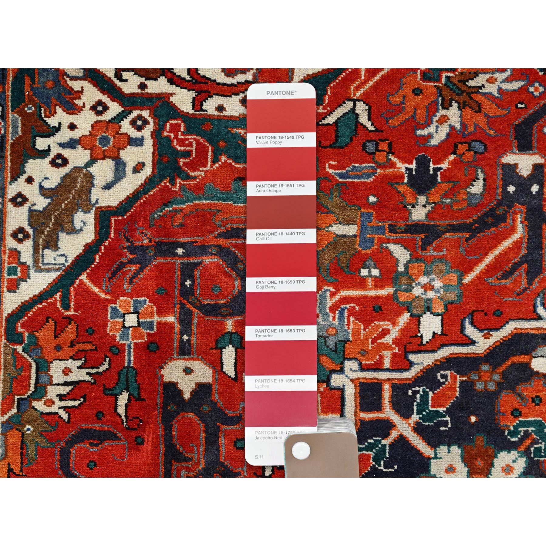 10'x12'6" Crimson Red, Vintage Persian Heriz, Village Motif, Good Condition, Rustic Feel, Worn Wool, Hand Woven, Oriental Rug 