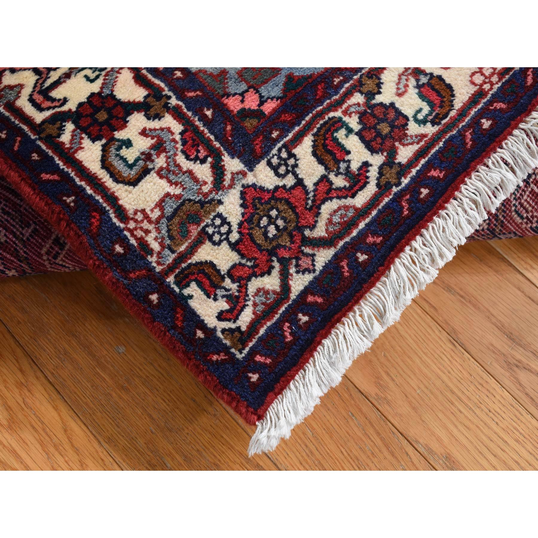 3'7"x4'10" Barn Red, New Persian Bijar, Pure Wool, Hand Woven, Oriental Rug 