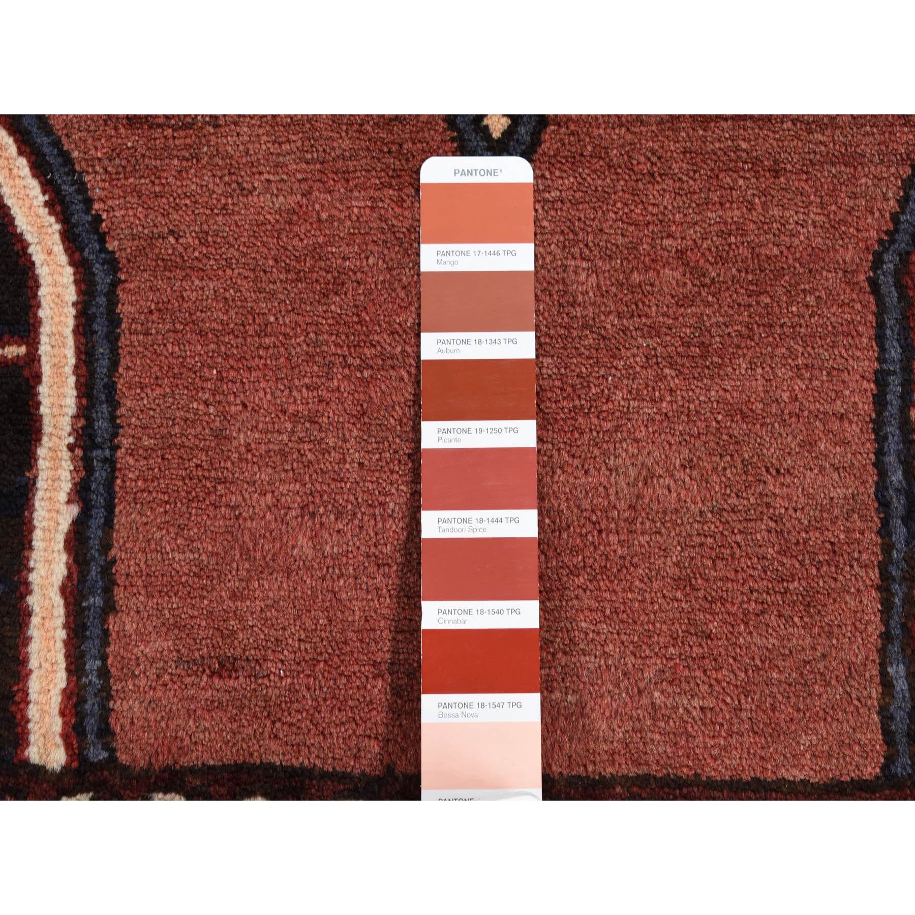 3'6"x4'7" Fire Brick Red, New Open Field Persian Mazlagen, Hand Woven, Pure Wool, Oriental Rug 