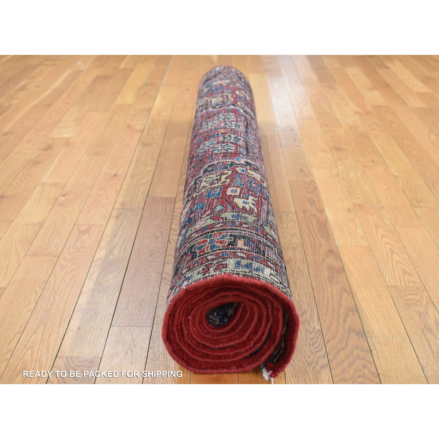 5'x8'10" Fire Brick Red, Vintage North West Persian, Pure Wool, Hand Woven, Oriental Rug 