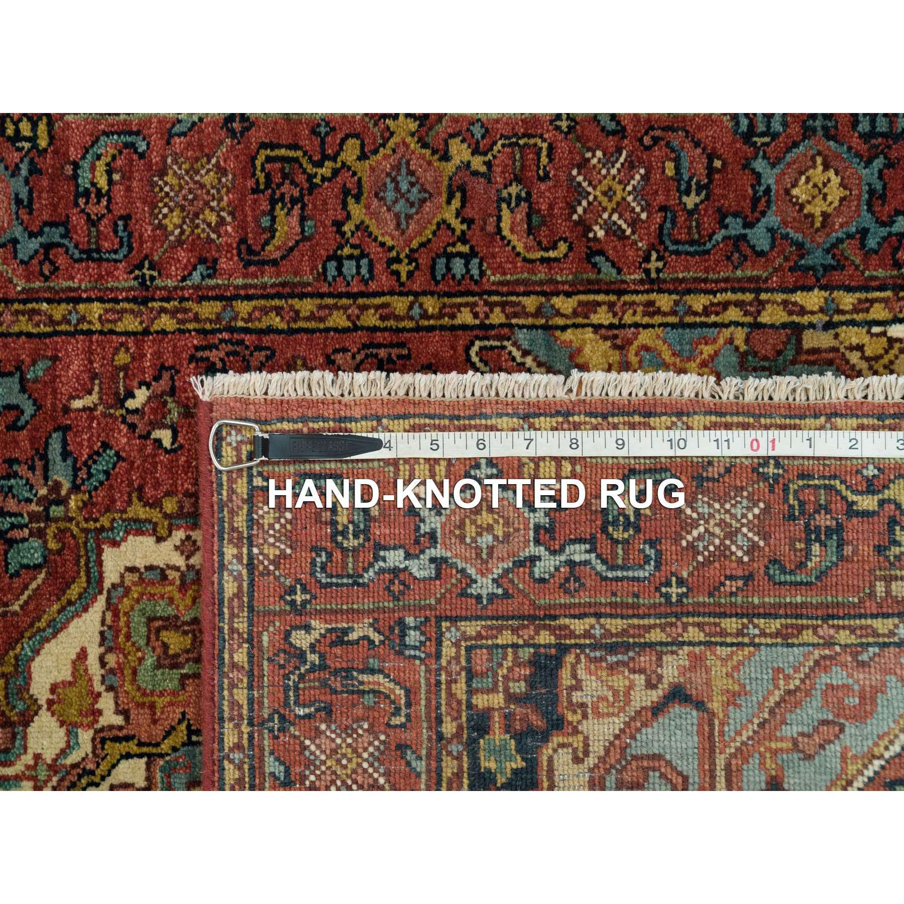 2'8"x8' Burgundy Red, Hand Woven Extra Soft Wool, Vegetable Dyes, Densely Woven, Antiqued Fine Heriz Re-Creation, Runner Oriental Rug 