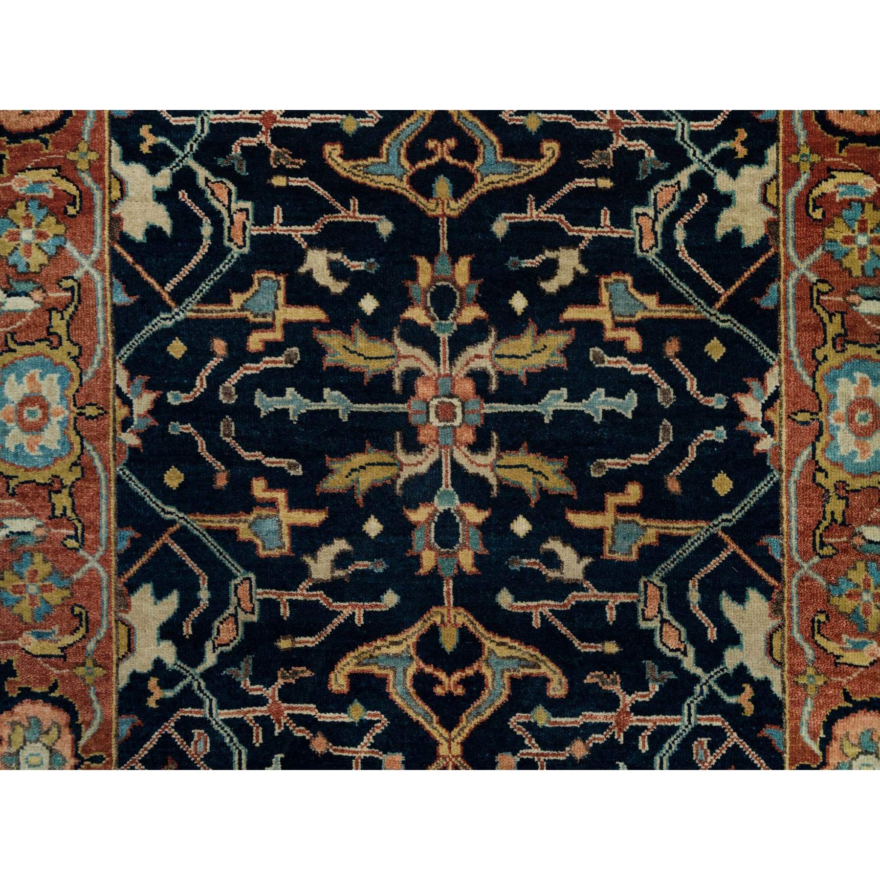 3'1"x5'2" Millennium Blue, Hand Woven Antiqued Fine Heriz Re-Creation Densely Woven, Natural Dyes 100% Wool, Soft Pile, Oriental Rug 