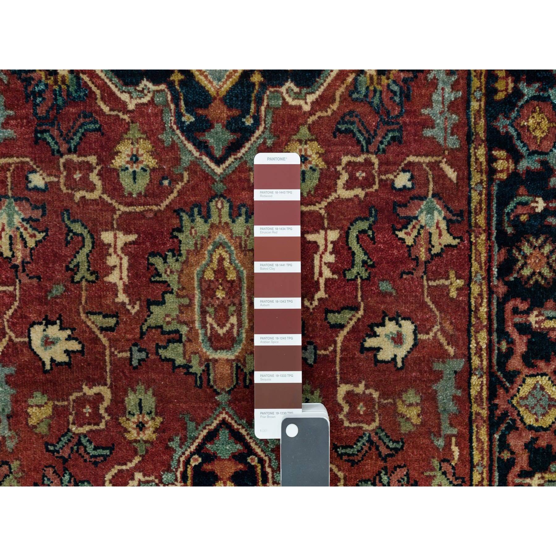 2'5"x8'2" Cordovan Red, Soft and Plush, Hand Woven Antiqued Fine Heriz Re-Creation, Natural Dyes, Densely Woven, 100% Wool, Runner Oriental Rug 