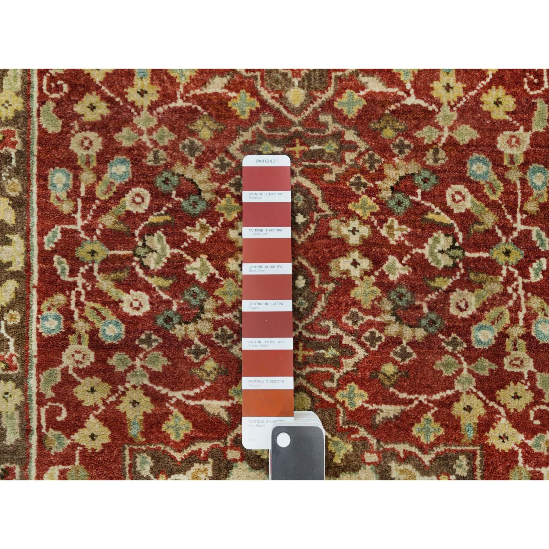 2'6"x10'1" Upsdell Red, Natural Dyes, Dense Weave, Hand Woven, Antiqued Tabriz Haji Jalili Design, Organic Wool, Soft and Lush Pile, Runner Oriental Rug 